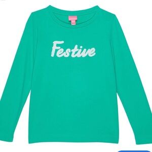Lilly Pulitzer Kids' Teal Long Sleeve Tee